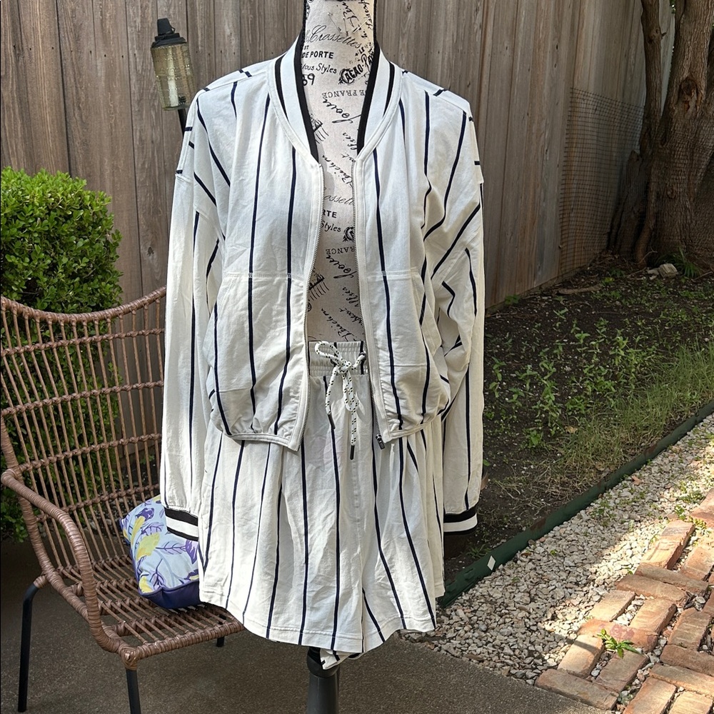 FP Movement by Free People Striped Set - Navy/Black and White